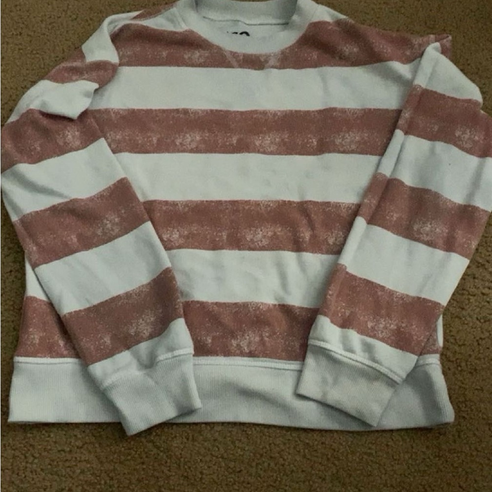So Striped Crewneck Sweater - White and Brown M